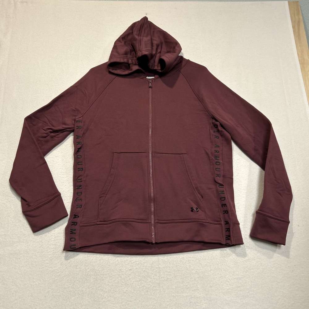 Under Armour Sweatshirt Womens Large Maroon Hoodie UA Tech Terry Zip 1344487
